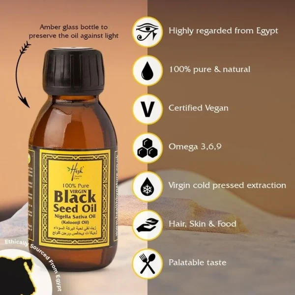 Hesh 100% Pure Egyptian Black seed Oil 100ml - Image 3