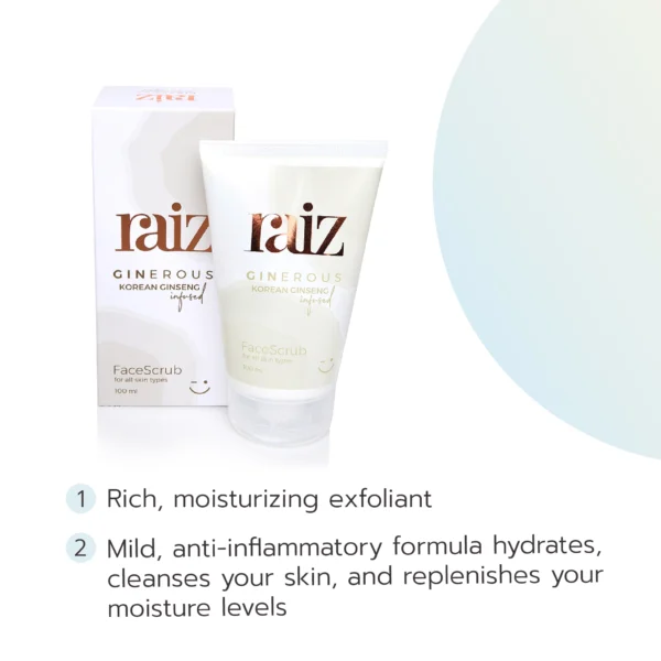 Raiz Ginerous Face scrub infused with Korean Ginseng for all skin types - Image 3