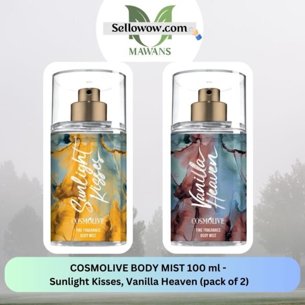 COSMOLIVE BODY MIST 100 ml - Sunlight Kisses, Vanilla Heaven (pack of 2)