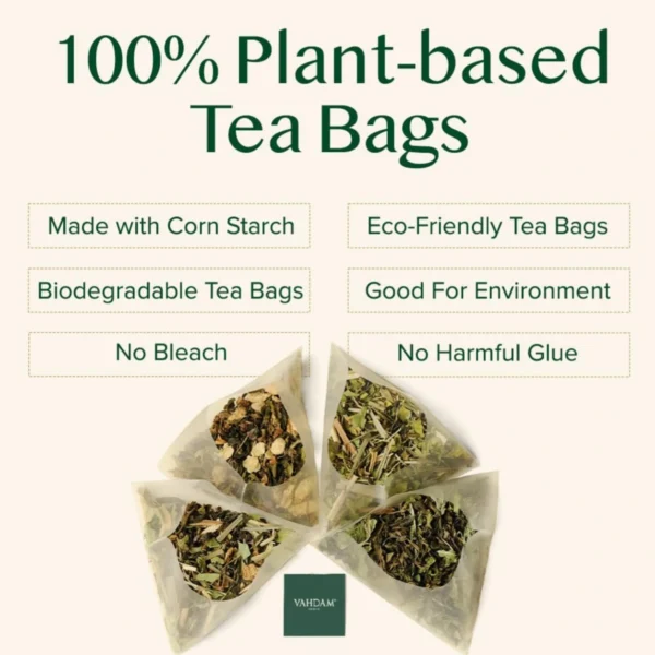 VAHDAM, Turmeric + Ginger Tea Powerful SUPERFOOD Blend (30 Pyramid Tea Bag) Herbal Tea Bags, 100% Natural Ingredients - Image 5